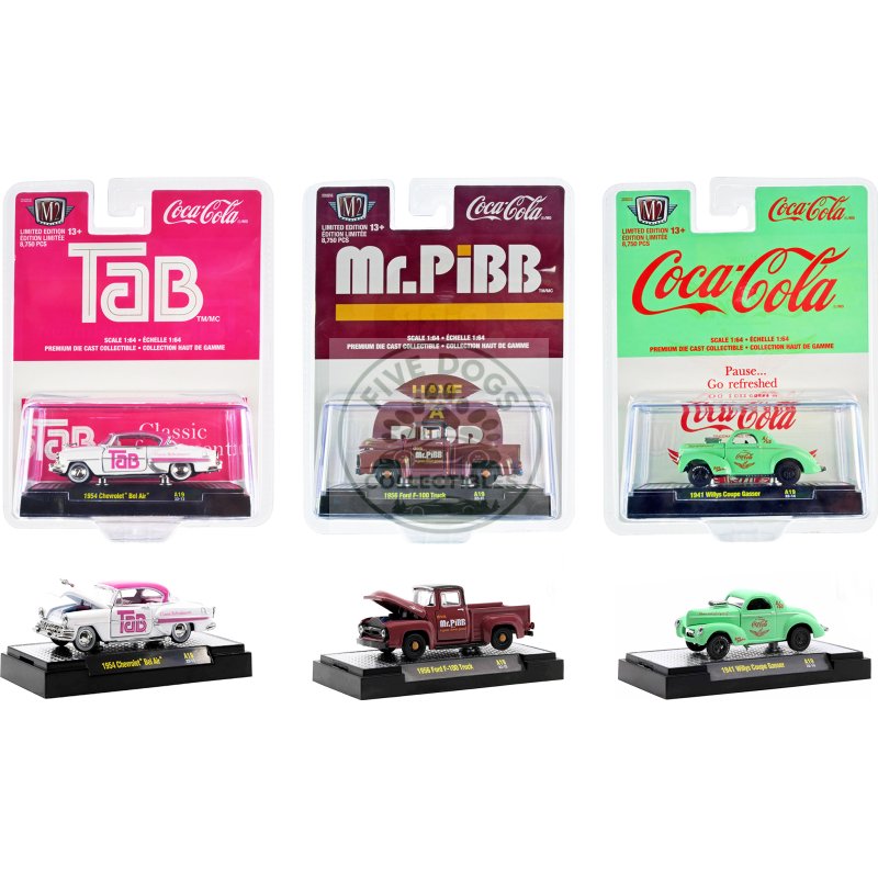 "sodas" set of 3 pieces release 19 limited edition to 8750 pieces worldwide 1/64 diecast model cars by m2 machines