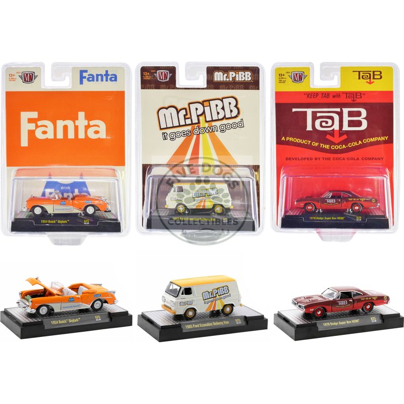 "sodas" set of 3 pieces release 25 limited edition to 6250 pieces worldwide 1/64 diecast model cars by m2 machines