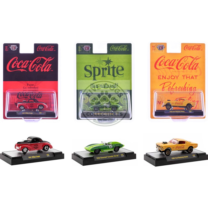 "sodas" set of 3 pieces release 50 limited edition to 10000 pieces worldwide 1/64 diecast model cars by m2 machines