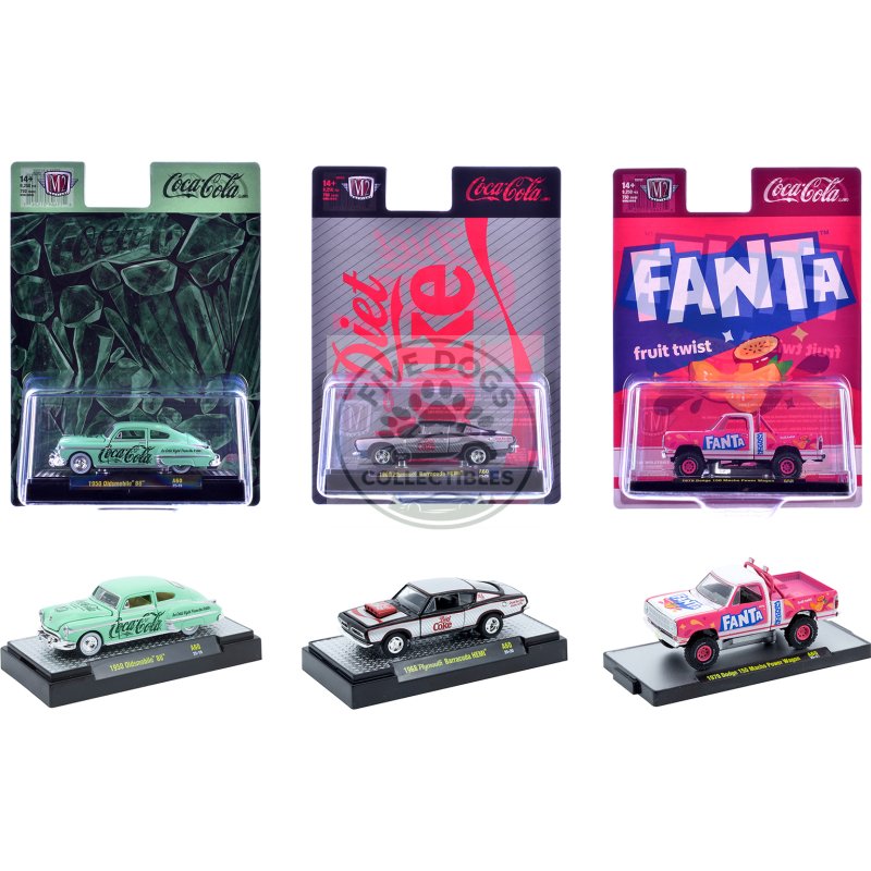 "sodas" set of 3 pieces release 60 limited edition to 10000 pieces worldwide 1/64 diecast model cars by m2 machines