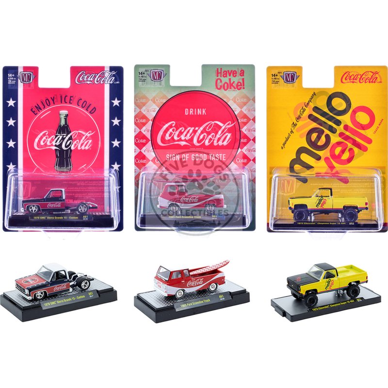 "sodas" set of 3 pieces release 61 limited edition to 10000 pieces worldwide 1/64 diecast model cars by m2 machines