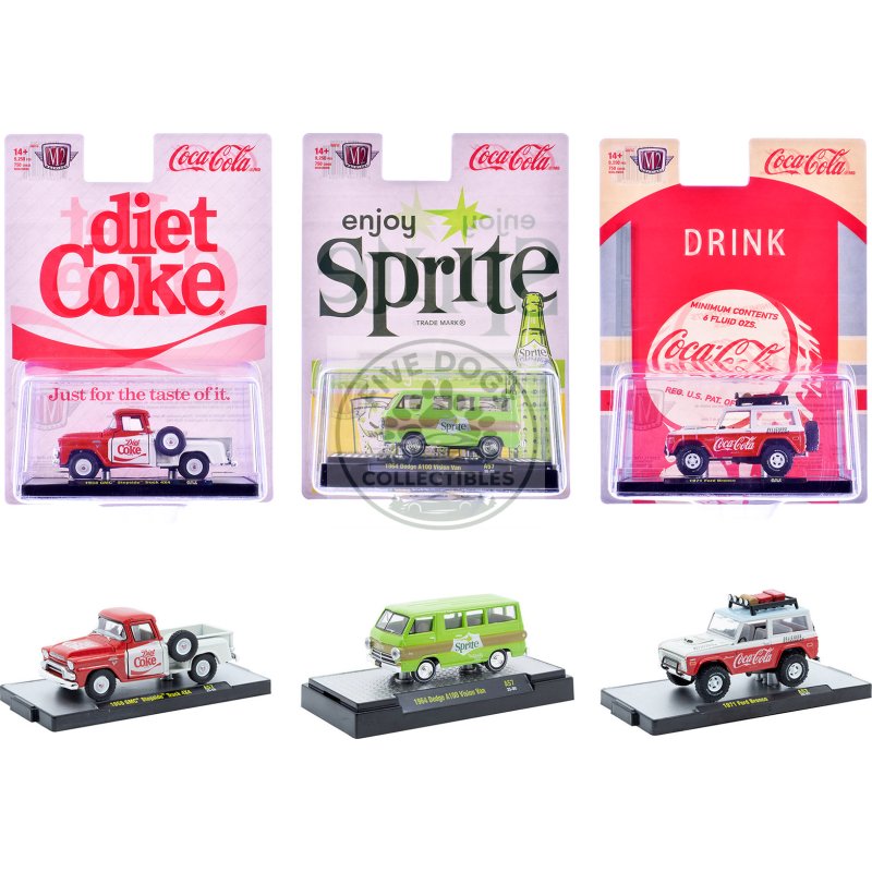"sodas" set of 3 pieces release 57 limited edition to 10000 pieces worldwide 1/64 diecast model cars by m2 machines