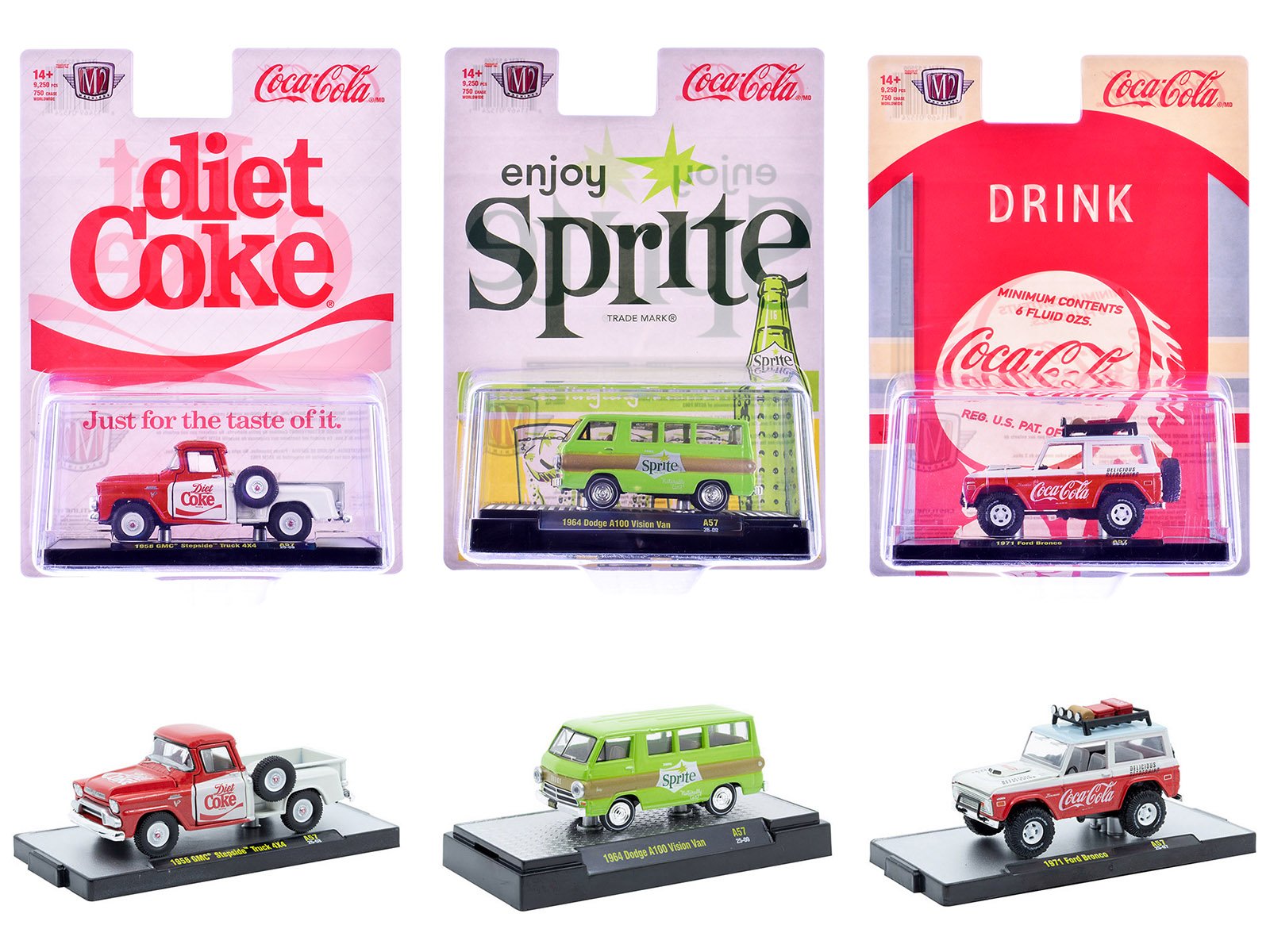 "sodas" set of 3 pieces release 57 limited edition to 10000 pieces worldwide 1/64 diecast model cars by m2 machines "sodas" set of 3 pieces release 57 limited edition to 10000 pieces worldwide 1/64 diecast model cars by m2 machines