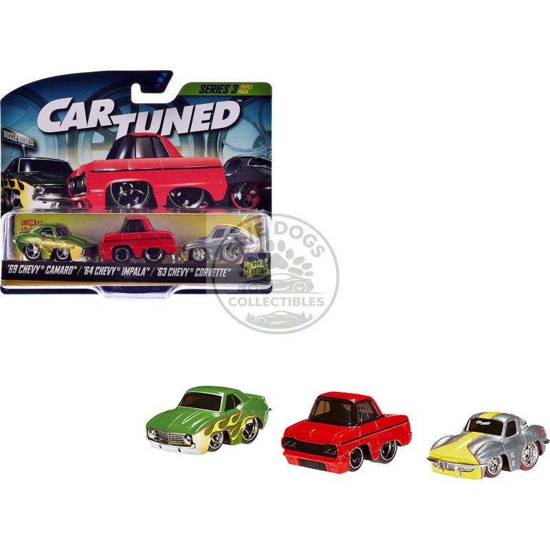 "lowriders" series 3 chevrolet triple pack set of 3 cars diecast model cars by cartuned