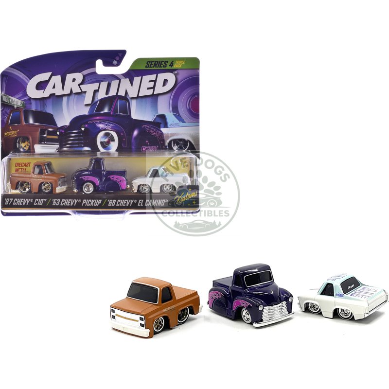 "kustoms" series 4 chevrolet triple pack set of 3 cars diecast model cars by cartuned