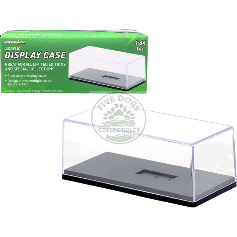 collectible acrylic display show case with black plastic base for 1/64 scale model cars by greenlight
