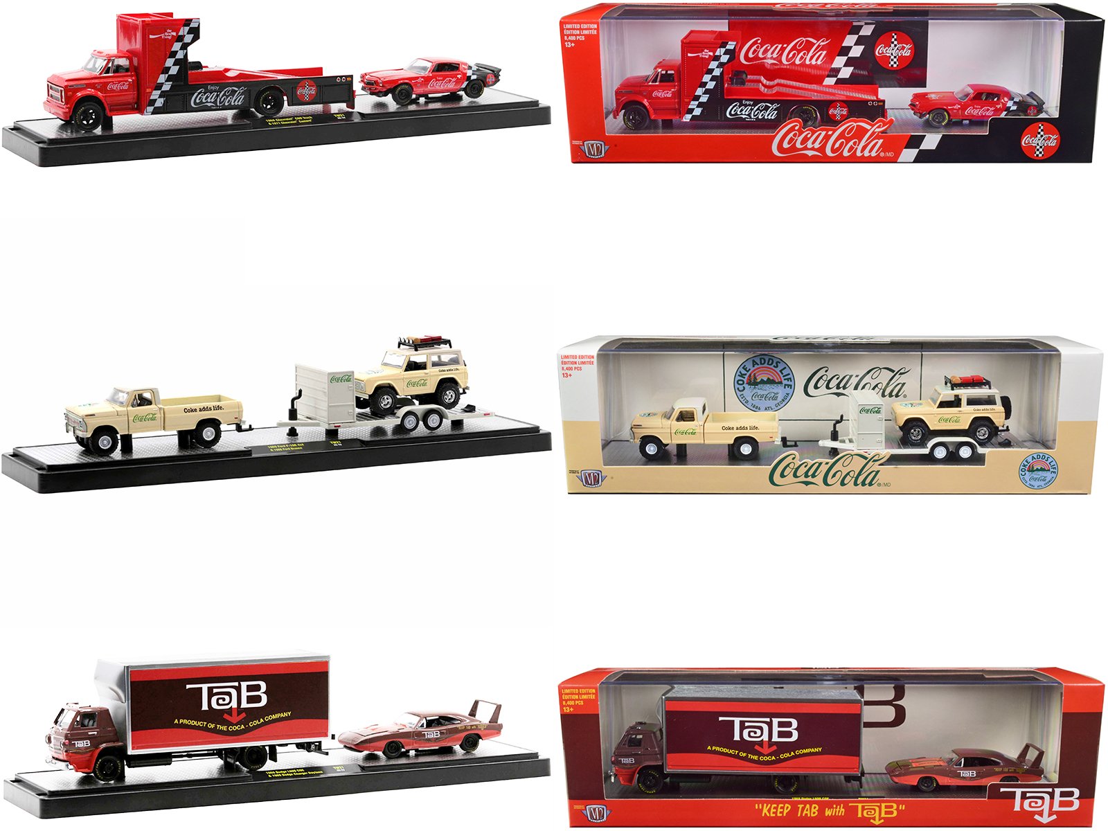 auto haulers "sodas" set of 3 pieces release 21 limited edition to 8400 pieces worldwide 1/64 diecast models by m2 machines auto haulers "sodas" set of 3 pieces release 21 limited edition to 8400 pieces worldwide 1/64 diecast models by m2 machines