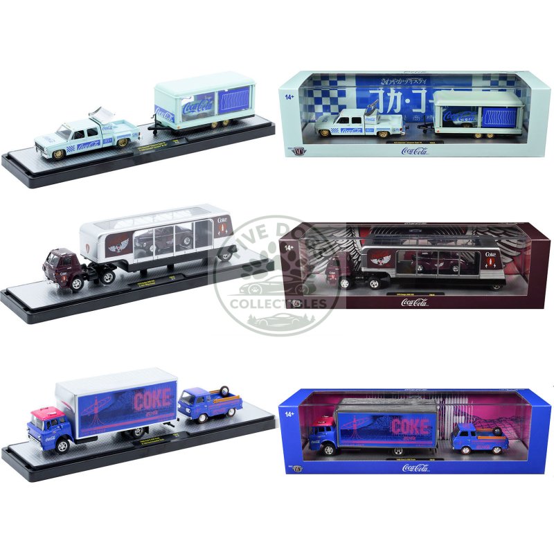 auto haulers "coca cola" set of 3 pieces release 42 limited edition to 8200 pieces worldwide 1/64 diecast models by m2 machines