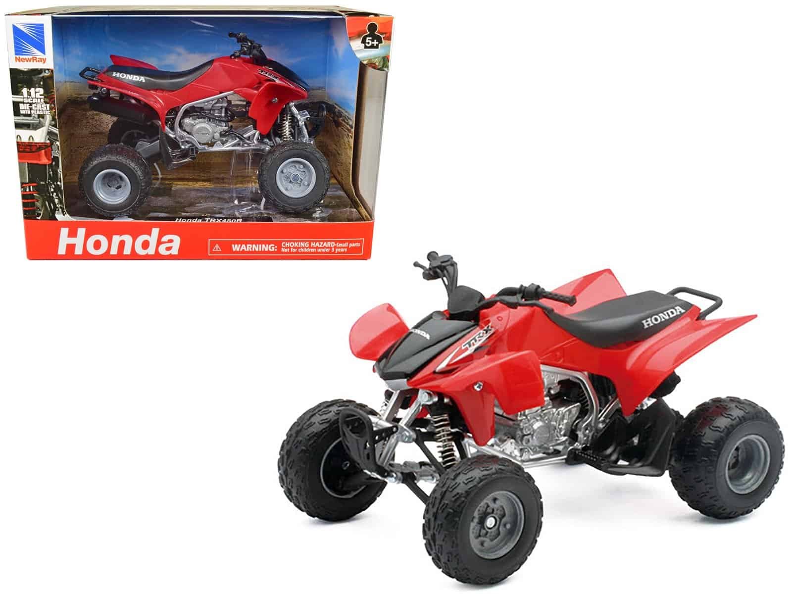 honda trx 450r atv red 1/12 diecast motorcycle model by new ray honda trx 450r atv red 1/12 diecast motorcycle model by new ray