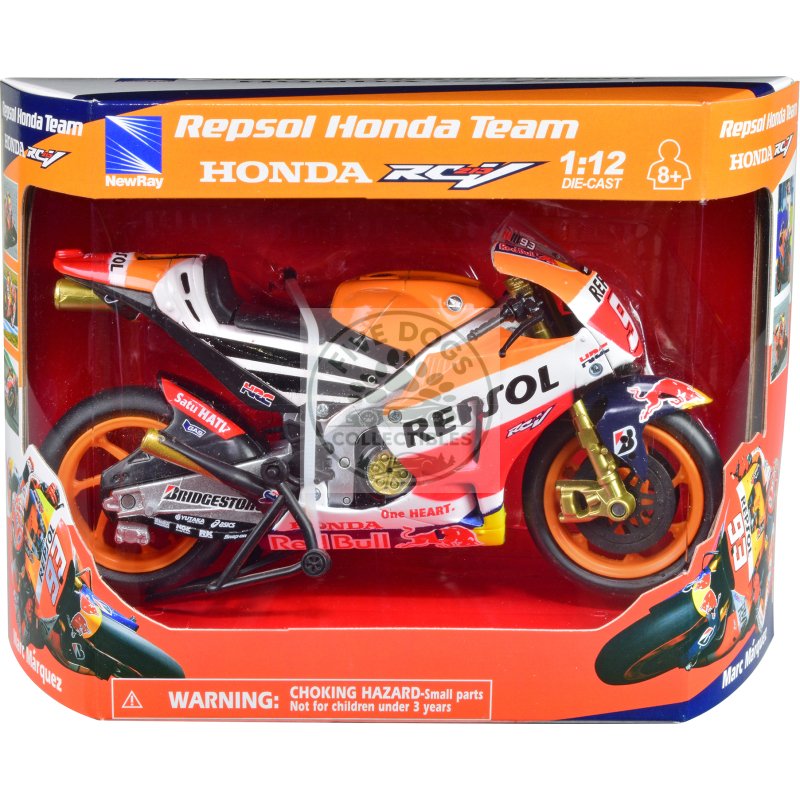 honda rc213v motorcycle #93 marc marquez "repsol honda team" motogp (2015) 1/12 diecast model by new ray