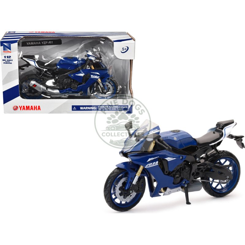 yamaha yzf r1 motorcycle blue 1/12 diecast model by new ray