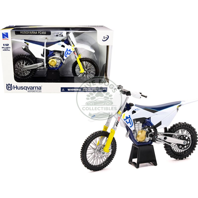 husqvarna fc450 white and blue 1/12 diecast motorcycle model by new ray