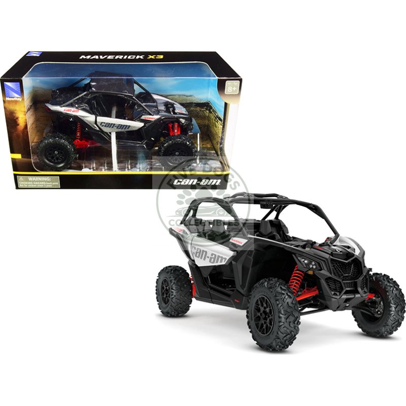 can am maverick x3 atv hyper silver and red 1/18 diecast model by new ray