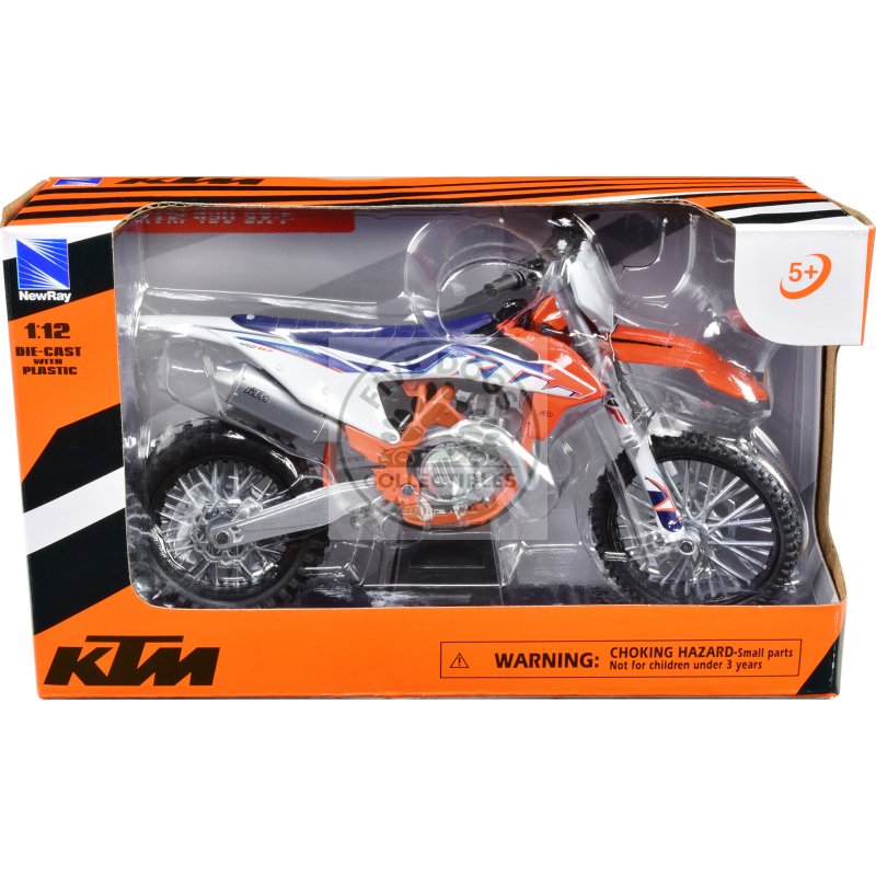 ktm 450 sx f dirt bike motorcycle orange and white 1/12 diecast motorcycle model by new ray