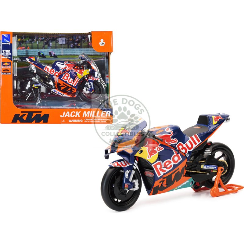 ktm rc16 motorcycle #43 jack miller "red bull ktm factory racing" motogp world championship (2023) 1/12 diecast model by new ray