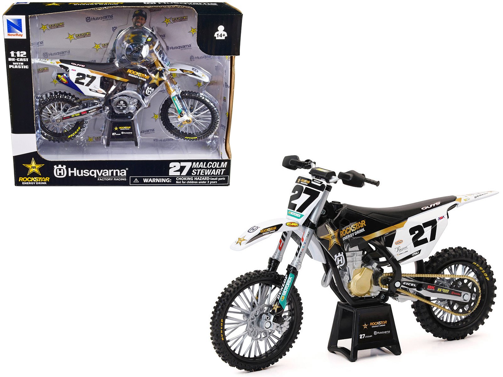 husqvarna fc450 motorcycle #27 malcolm stewart "rockstar energy drink" 1/12 diecast model by new ray husqvarna fc450 motorcycle #27 malcolm stewart "rockstar energy drink" 1/12 diecast model by new ray