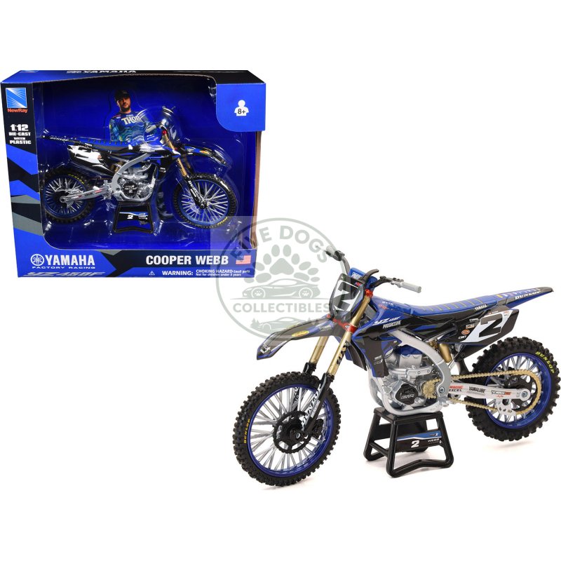 yamaha yz450f motorcycle #2 cooper webb "yamaha factory racing" 1/12 diecast model by new ray