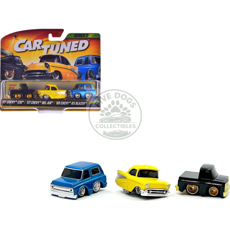 "lowriders" series 2 chevrolet triple pack set of 3 cars diecast model cars by cartuned