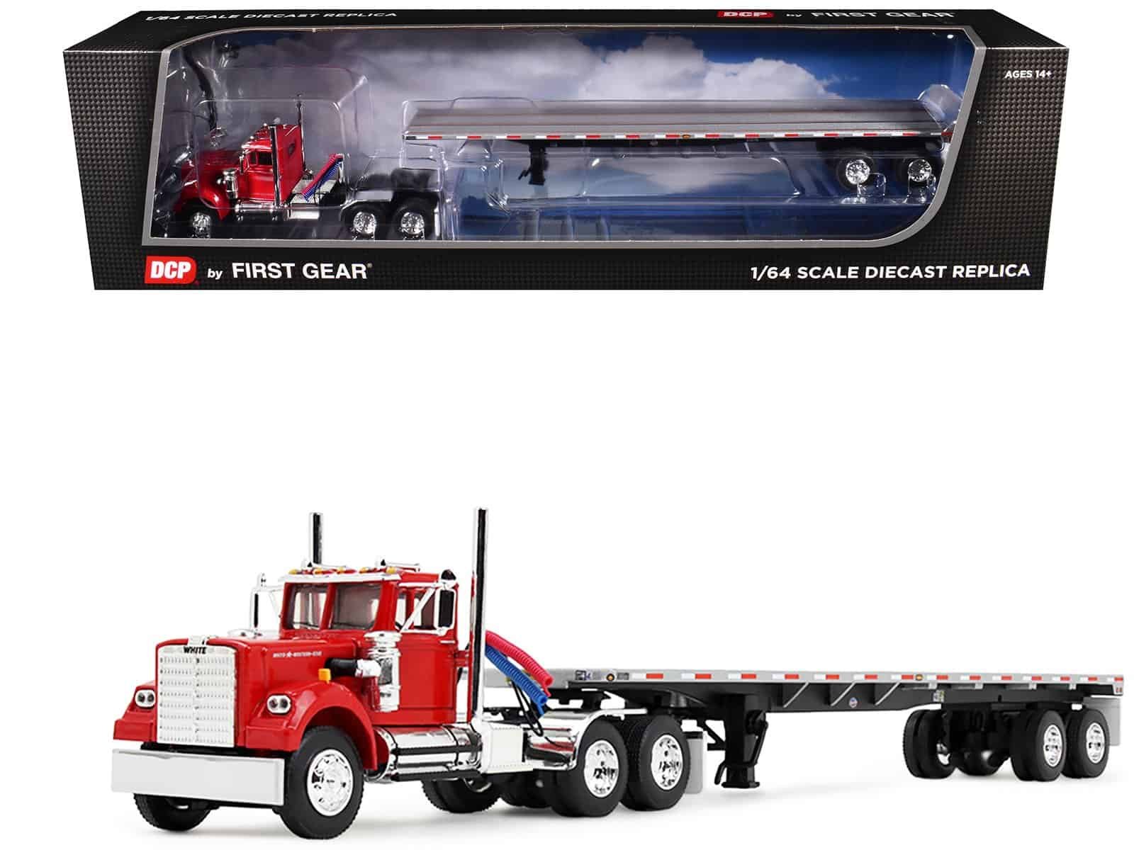 Semi Truck Model Diecast Replica for Collectors Semi truck diecast model in red and black, detailed replica for collectors and enthusiasts.