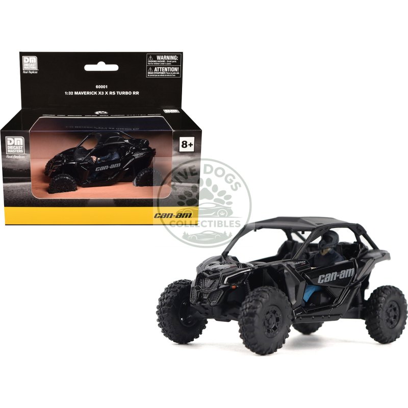 can am maverick x3 x rs turbo rr triple black with driver figure 1/32 diecast model by brp models