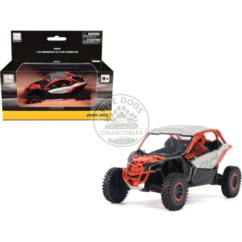 can am maverick x3 x rs turbo rr chalk gray and magma red with driver figure 1/32 diecast model by brp models