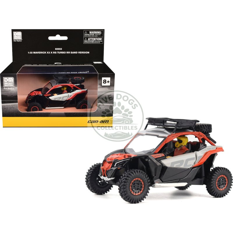 can am maverick x3 x rs turbo rr sand version chalk gray and magma red with driver figure 1/32 diecast model by brp models