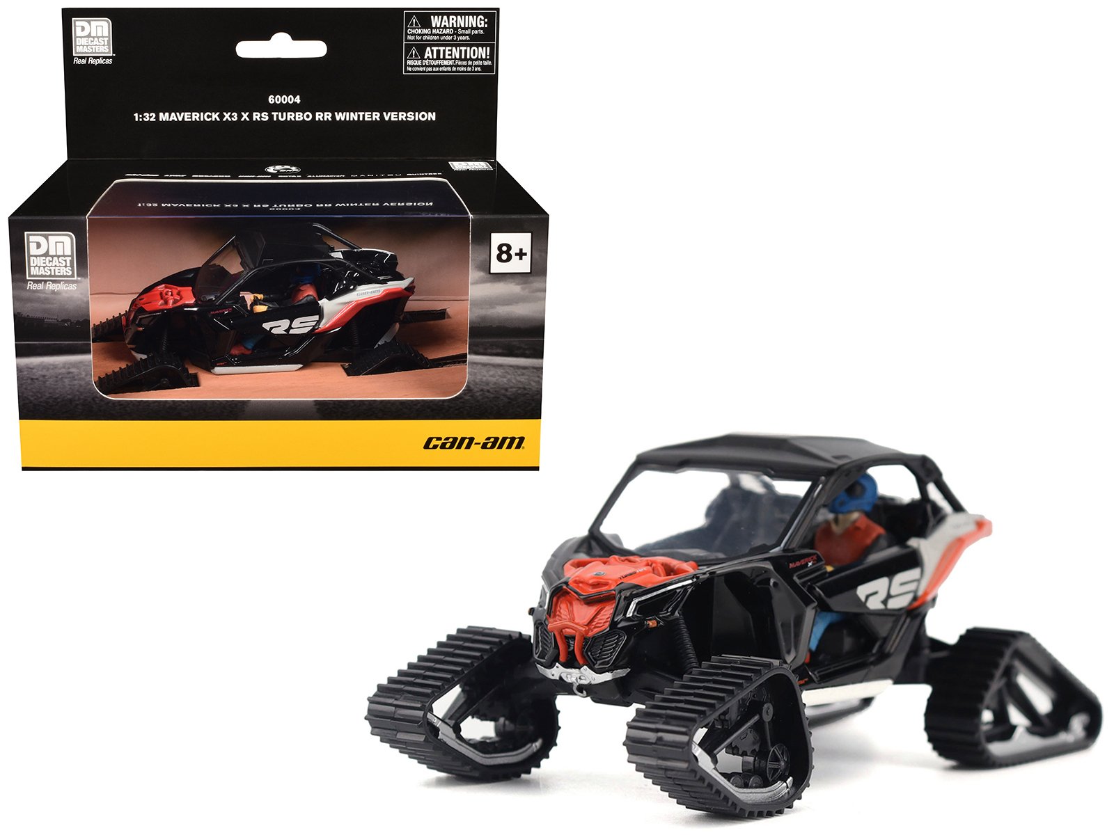 can am maverick x3 x rs turbo rr winter version chalk gray and magma red with driver figure 1/32 diecast model by brp models can am maverick x3 x rs turbo rr winter version chalk gray and magma red with driver figure 1/32 diecast model by brp models