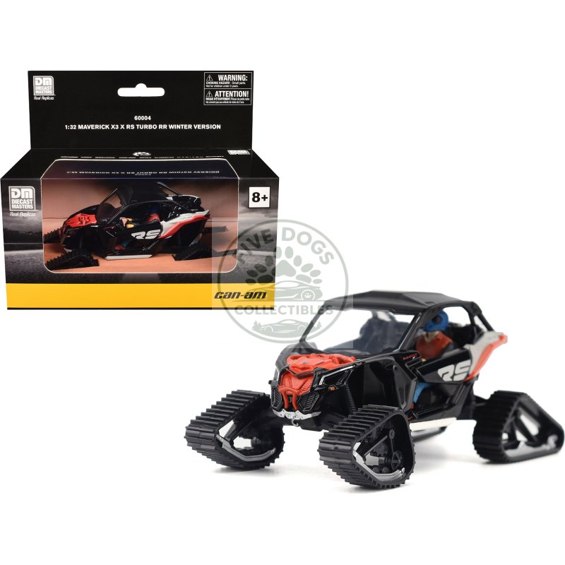 can am maverick x3 x rs turbo rr winter version chalk gray and magma red with driver figure 1/32 diecast model by brp models