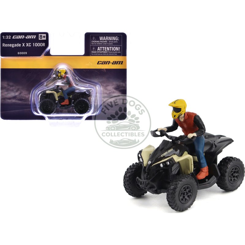 can am renegade x xc 1000r atv desert tan with driver figure 1/32 diecast model by brp models