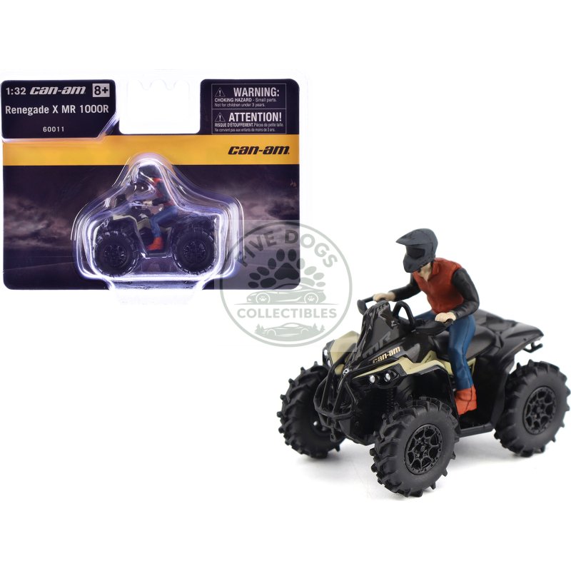 can am renegade x mr 1000r atv desert tan with driver figure 1/32 diecast model by brp models