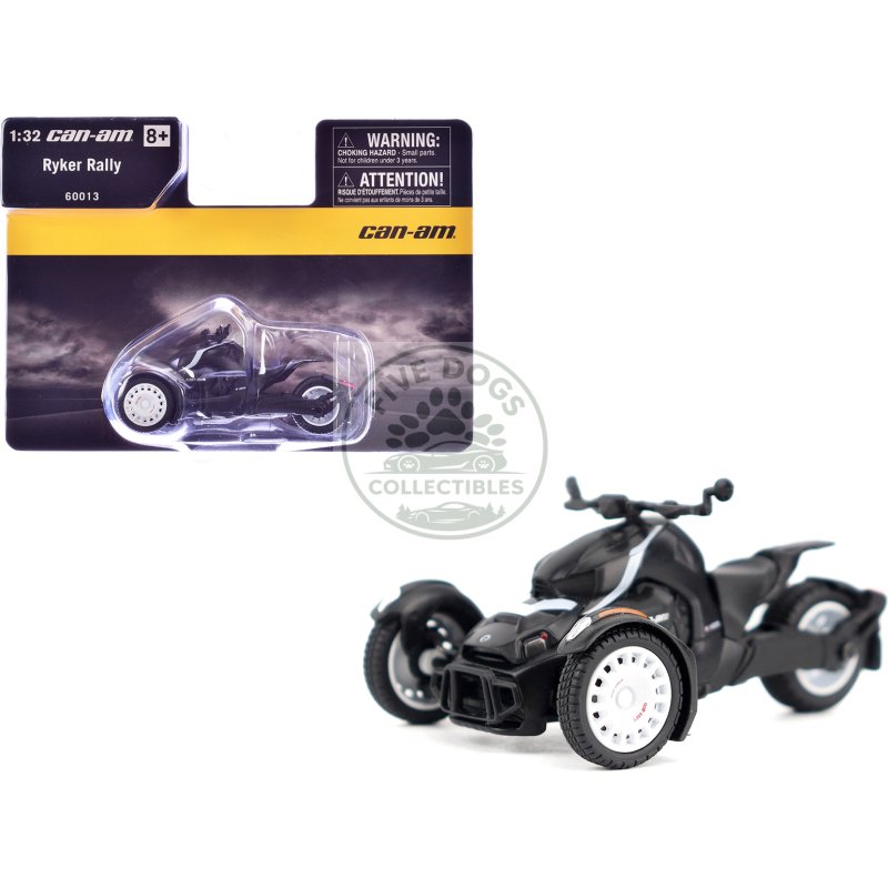 can am ryker rally 3 wheel motorcycle ghost black 1/32 diecast model by brp models