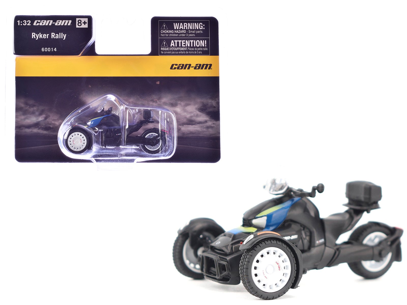 can am ryker rally 3 wheel motorcycle galactic blue and black 1/32 diecast model by brp models can am ryker rally 3 wheel motorcycle galactic blue and black 1/32 diecast model by brp models