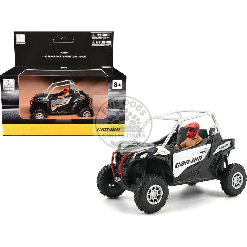 can am maverick sport xxc 1000r silver metallic and black with driver figure 1/32 diecast model by brp models