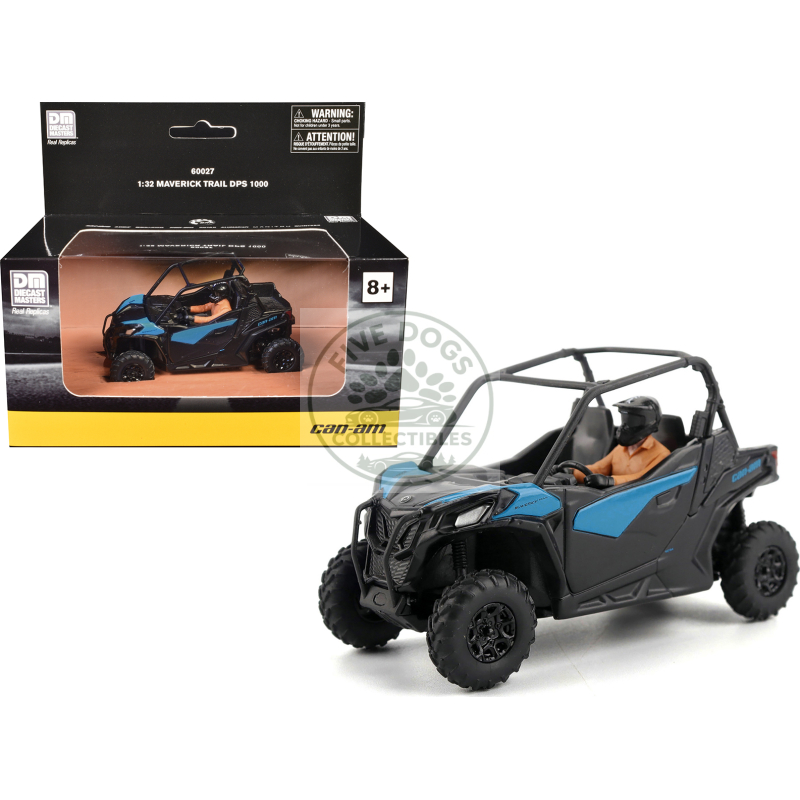 can am maverick trail dps 1000 blue and black with driver figure 1/32 diecast model by brp models