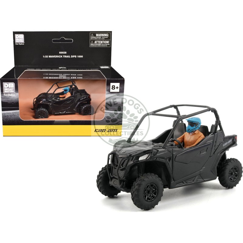 can am maverick trail dps 1000 matt black with driver figure 1/32 diecast model by brp models