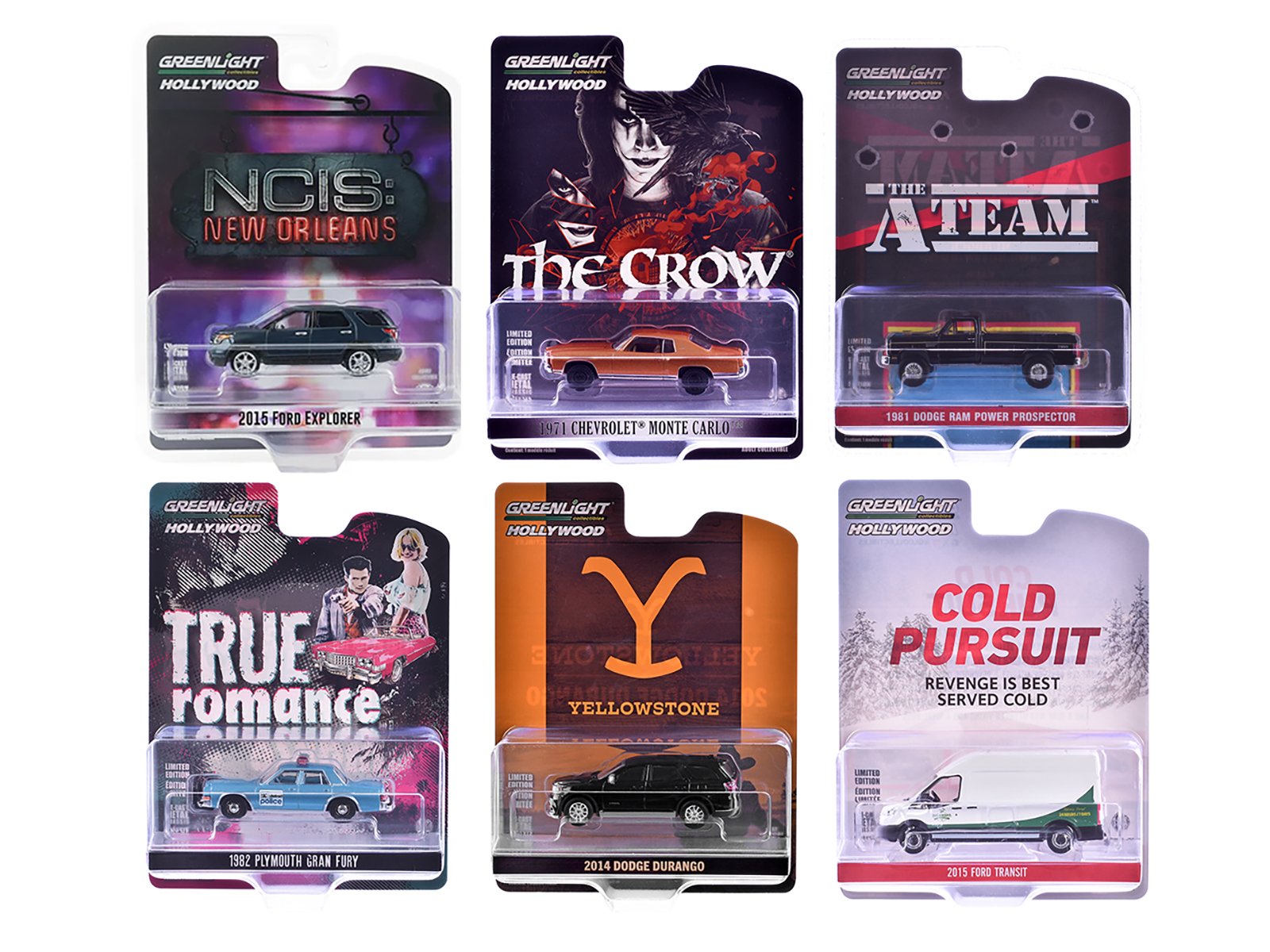 "hollywood series" set of 6 pieces release 43 1/64 diecast model cars by greenlight "hollywood series" set of 6 pieces release 43 1/64 diecast model cars by greenlight