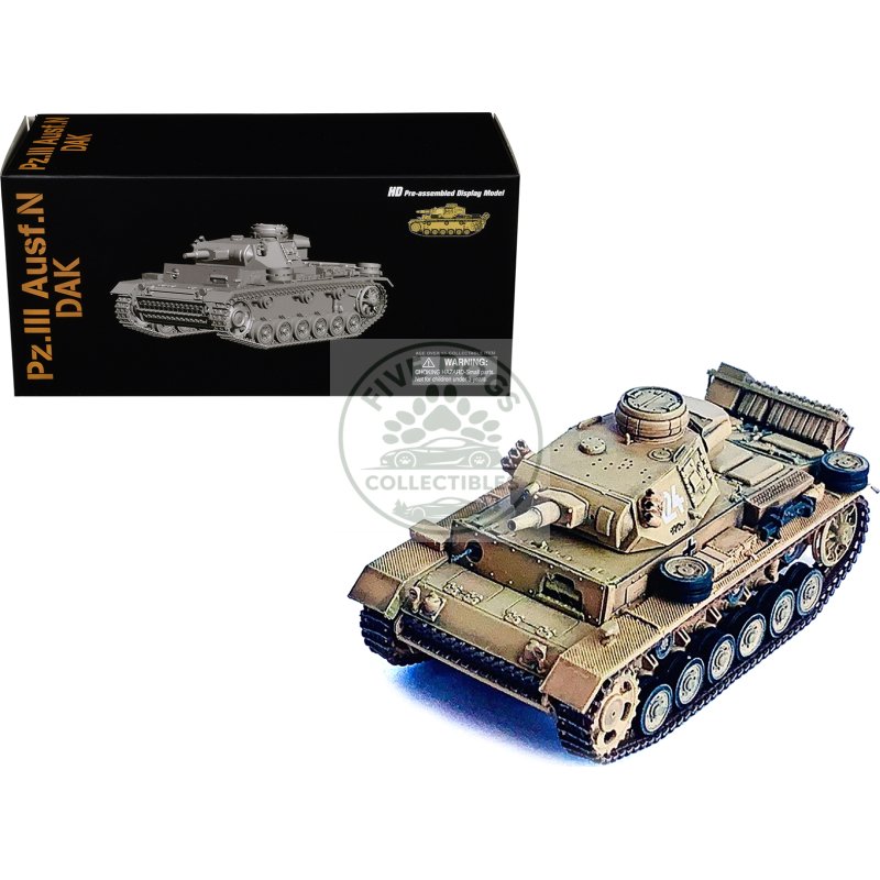 germany pz.kpfw.iii ausf.n dak tank #124 "s.pz.abt.501 tunisia tiger insignia" (1942/43) "neo dragon armor" series 1/72 plastic model by dragon models