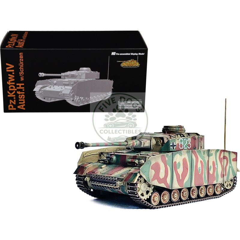 germany pz.kpfw.iv ausf.h with schurzen tank #823 "2.pz.div. normandy" (1944) "neo dragon armor" series 1/72 plastic model by dragon models