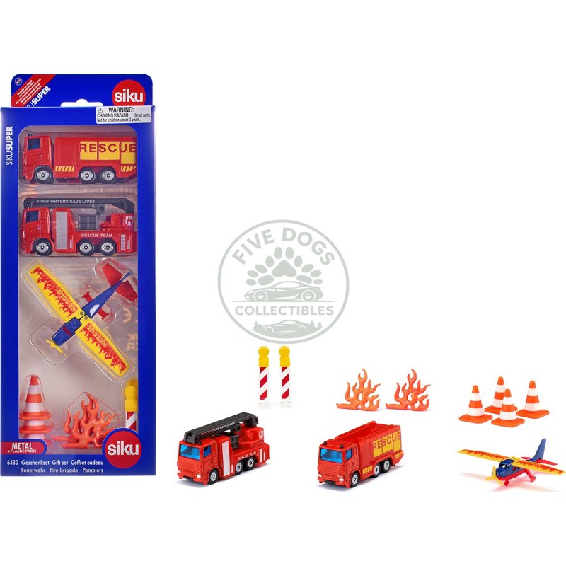 fire brigade 11 piece set diecast models by siku