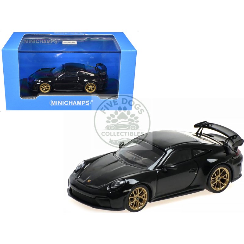 2025 porsche 911 (992.2) gt3 weissach package black with carbon stripe limited edition to 240 pieces worldwide 1/64 diecast model car by minichamps