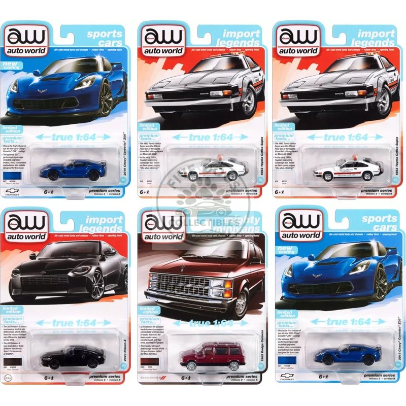 auto world premium 2024 set b of 6 pieces release 2 1/64 diecast model cars by auto world