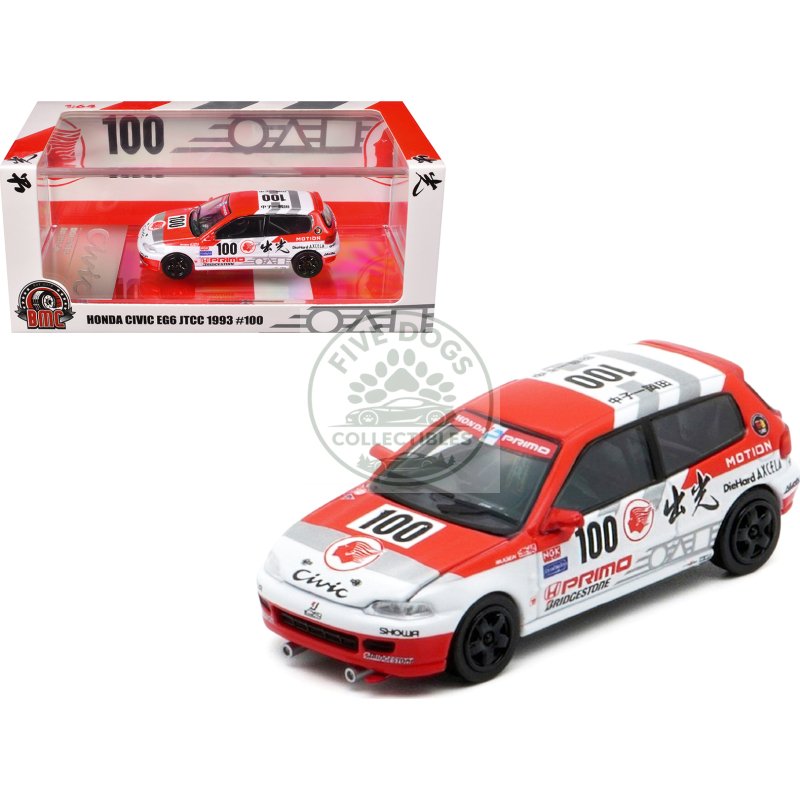 honda civic eg6 rhd (right hand drive) #100 osamu nakako hideki okada "mugen honda" "japanese touring car championship" (1993) 1/64 diecast model car by bm creations