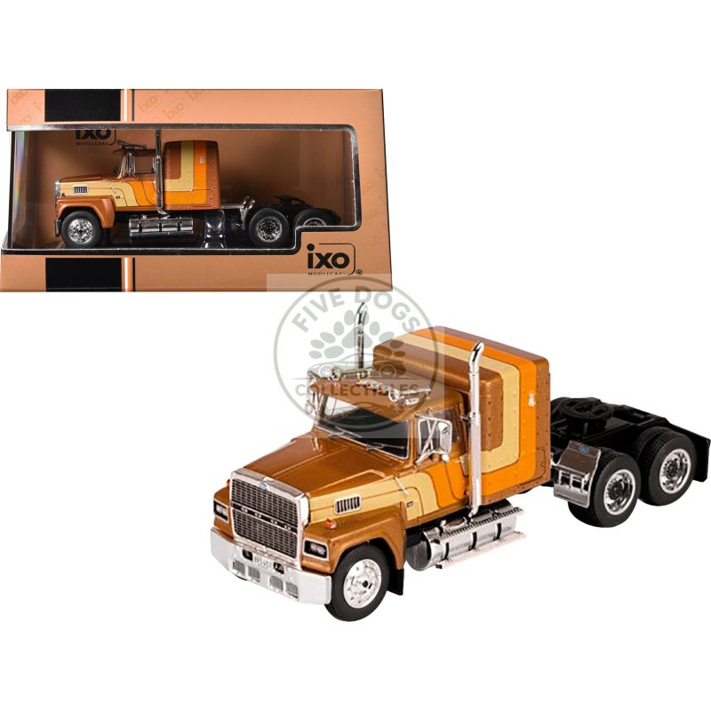 1978 ford ltl 9000 truck tractor brown with stripes 1/64 diecast model by ixo models