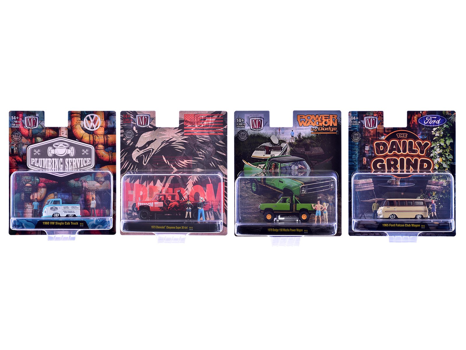 "auto news" release 15 set of 4 cars limited edition to 8500 pieces worldwide 1/64 diecast model cars by m2 machines "auto news" release 15 set of 4 cars limited edition to 8500 pieces worldwide 1/64 diecast model cars by m2 machines
