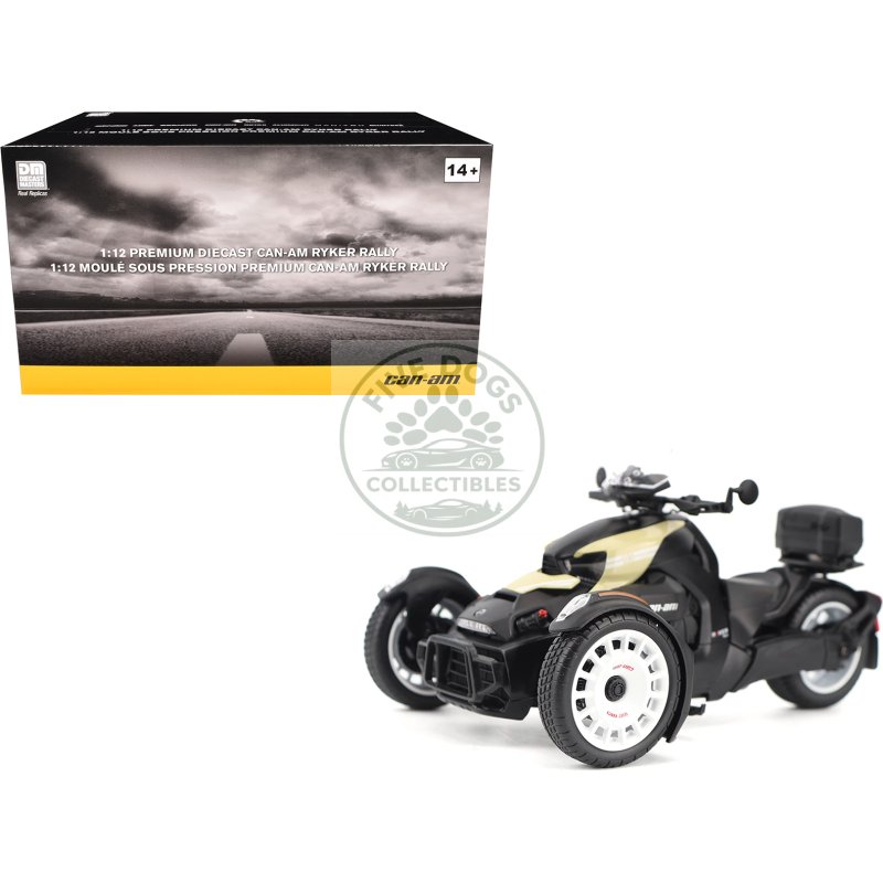 can am ryker rally 3 wheel motorcycle sand storm and black 1/12 diecast model by brp models