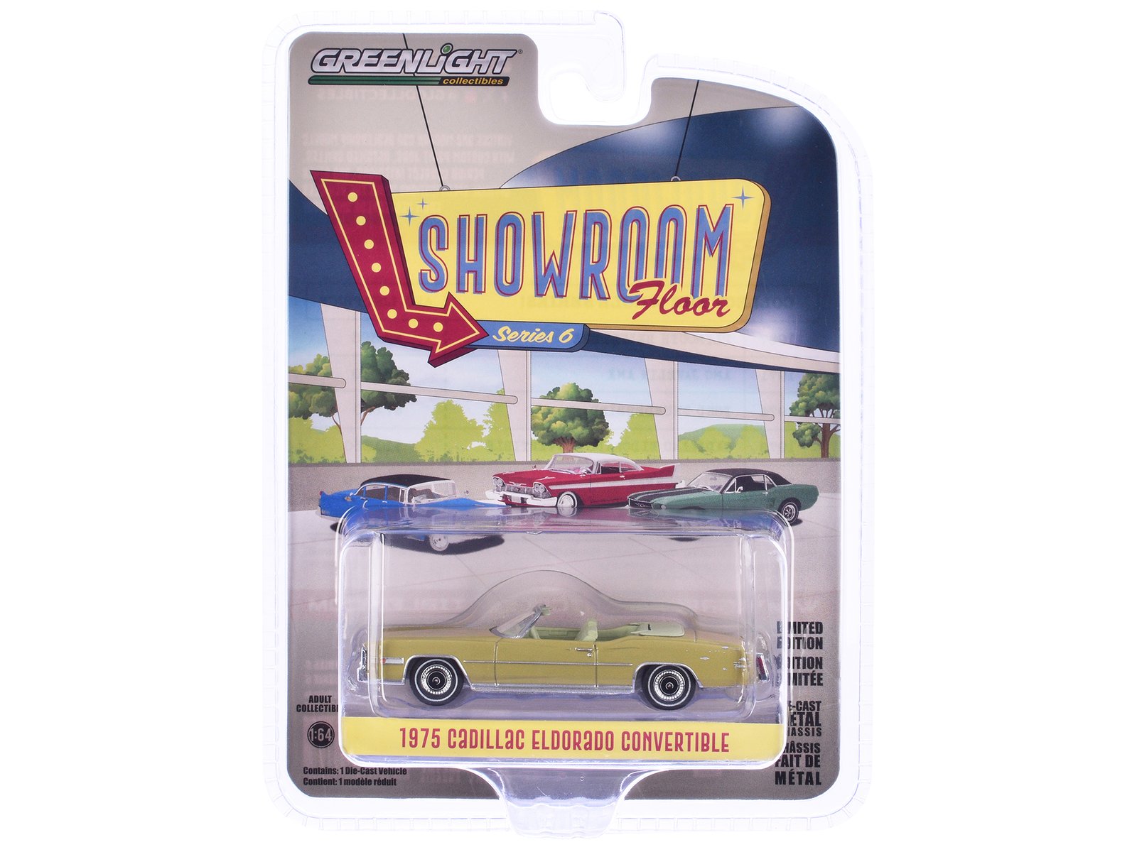1975 cadillac eldorado convertible florentine gold firemist "showroom floor" series 6 1/64 diecast model car by greenlight 1975 cadillac eldorado convertible florentine gold firemist "showroom floor" series 6 1/64 diecast model car by greenlight