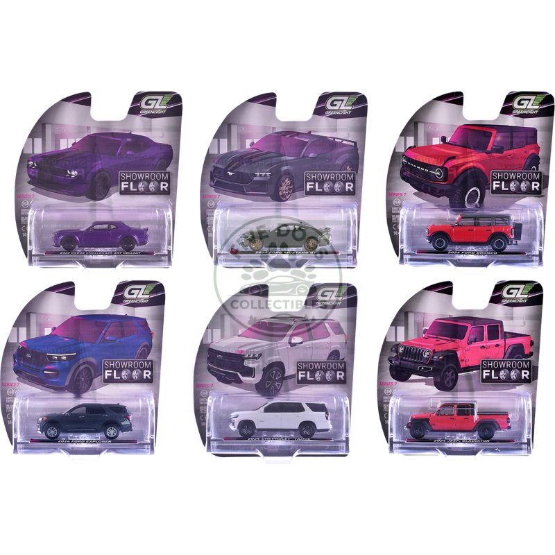 "showroom floor" series 7 set of 6 cars 1/64 diecast model cars by greenlight