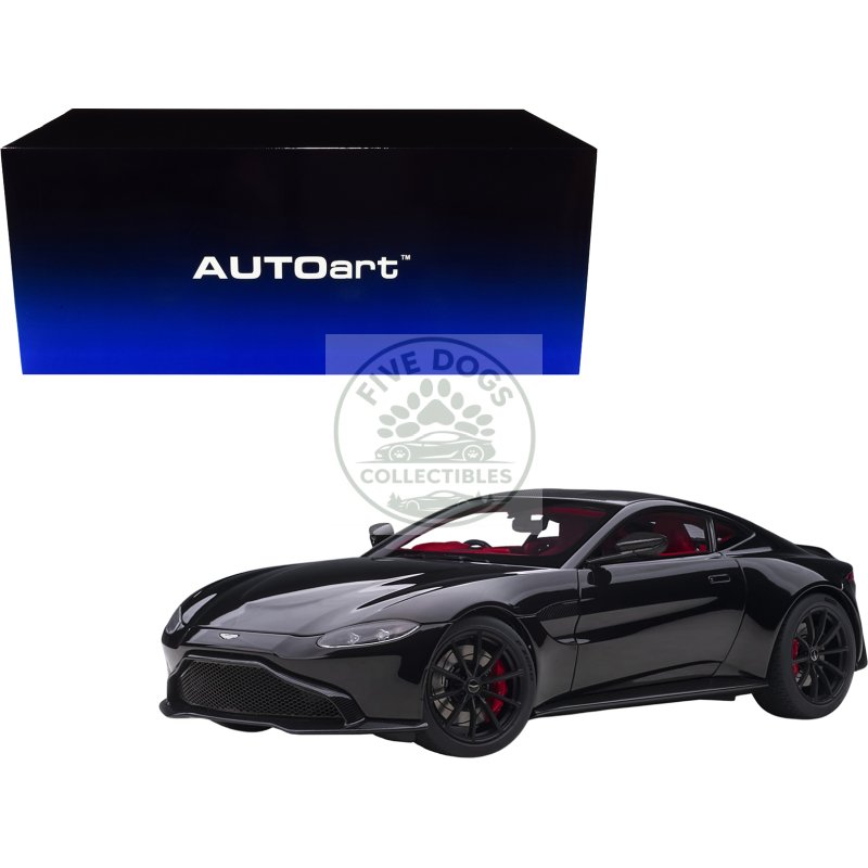 2019 aston martin vantage rhd (right hand drive) jet black with red interior 1/18 model car by autoart