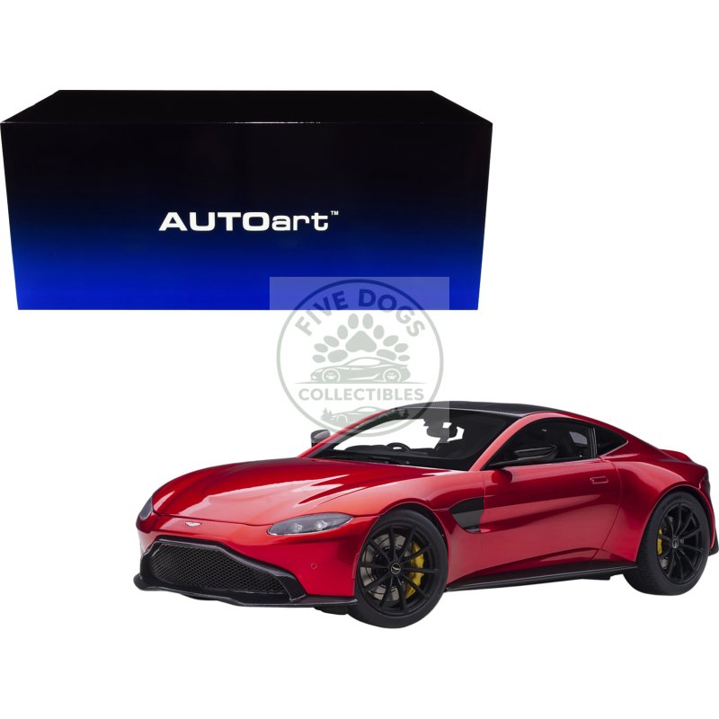 2019 aston martin vantage rhd (right hand drive) hyper red metallic with carbon top 1/18 model car by autoart