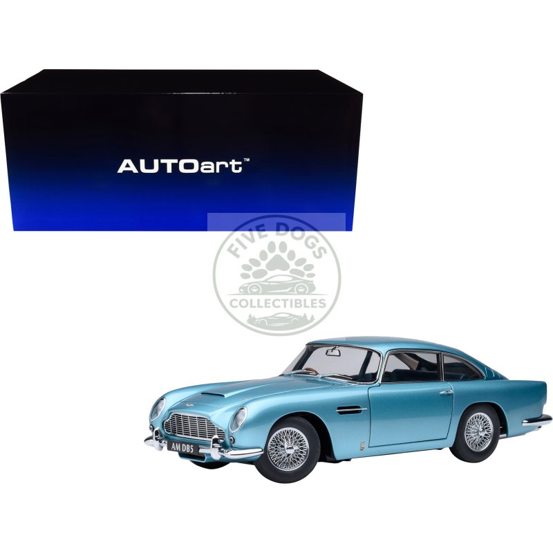 aston martin db5 rhd (right hand drive) caribbean pearl blue metallic 1/18 model car by autoart